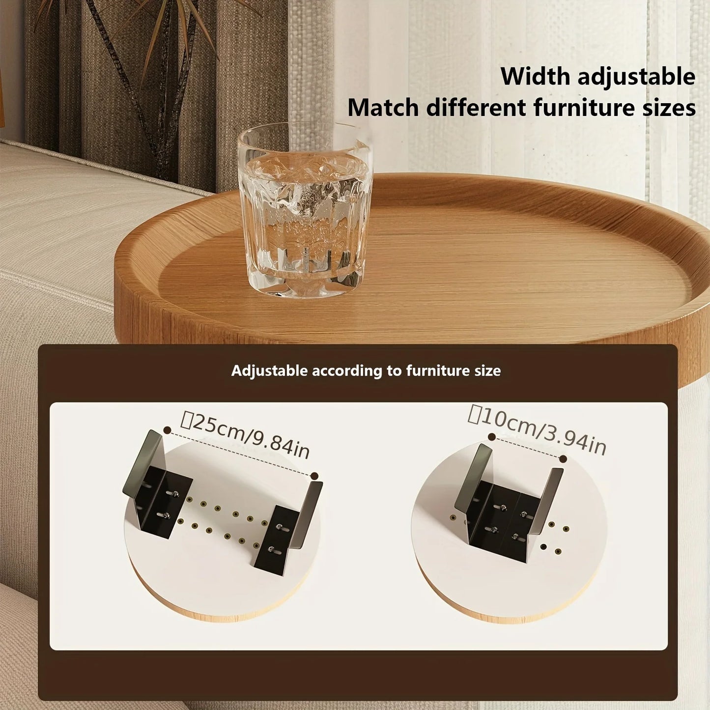 Table d'appoint de canapé extensible moderne, 1 pièce, Table d'appoint contemporaine en bois, facile à nettoyer