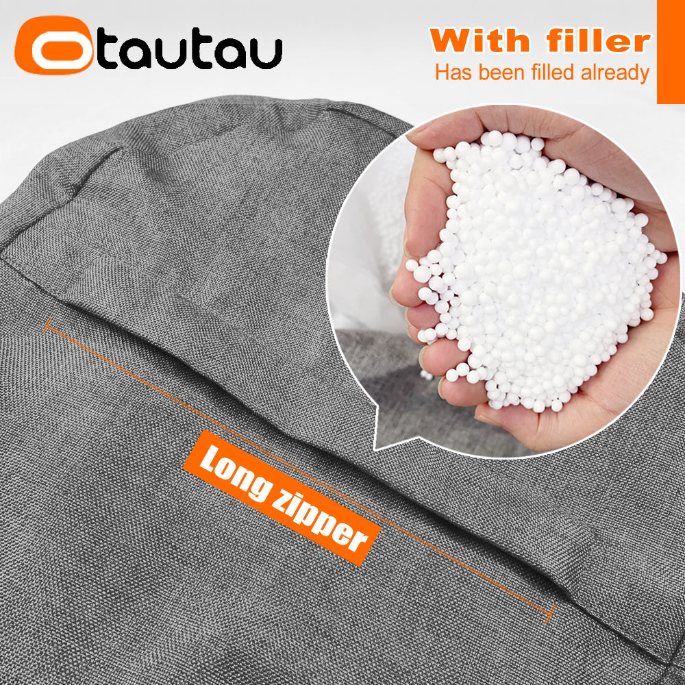 OTAUTAU tabouret rond D30cm * H20cm pouf en lin pouf avec remplissage pouf Pouf repose-pieds Tatami Futon bouffée JD001