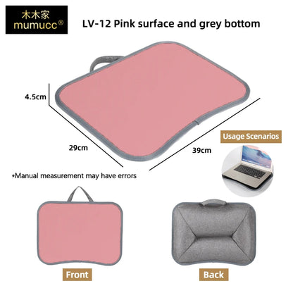 MUMUCC Bureau d'ordinateur portable multifonctionnel avec coussin et rempli de particules de mousse, petite table d'oreiller, tapis de souris rigide grand