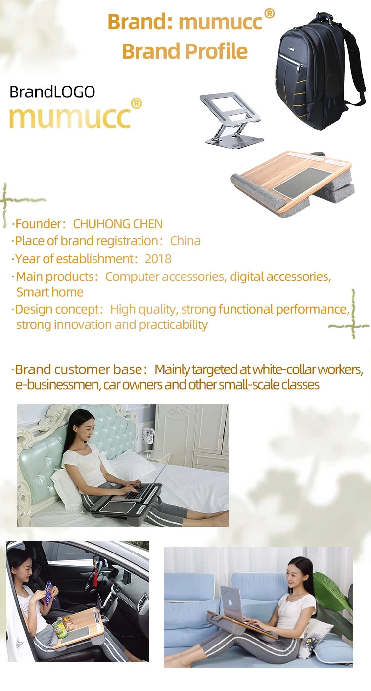 MUMUCC Bureau d'ordinateur portable multifonctionnel avec coussin et rempli de particules de mousse, petite table d'oreiller, tapis de souris rigide grand