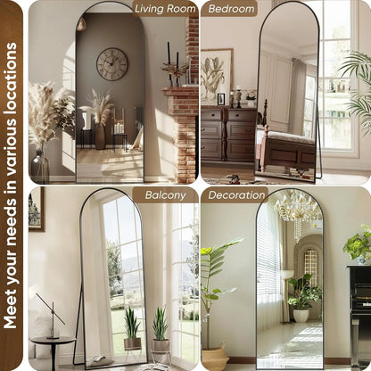 Miroir pleine longueur, miroir de sol surdimensionné 58" x 18", miroir rectangulaire complet avec support pour chambre à coucher, salon, vestiaire