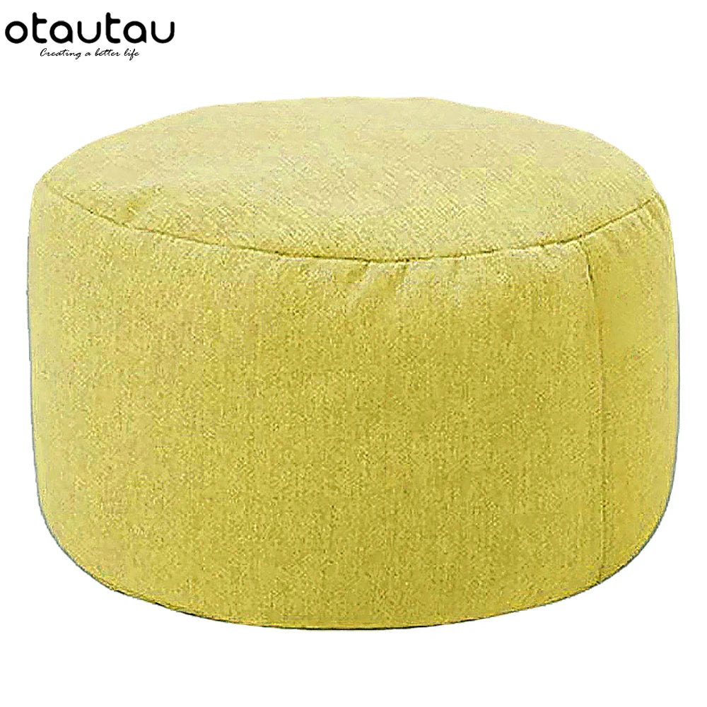OTAUTAU tabouret rond D30cm * H20cm pouf en lin pouf avec remplissage pouf Pouf repose-pieds Tatami Futon bouffée JD001