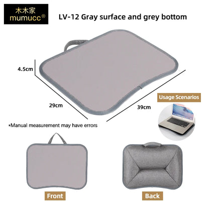 MUMUCC Bureau d'ordinateur portable multifonctionnel avec coussin et rempli de particules de mousse, petite table d'oreiller, tapis de souris rigide grand