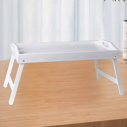 Plateau de lit pour petit-déjeuner en bambou avec pieds pliants – Parfait pour le canapé, le télévision, l'ordinateur portable ou les collations – Servir le petit déjeuner au lit (noir/blanc)