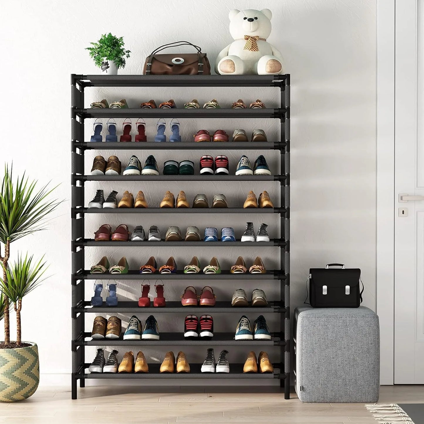Support de rangement multicouche, organisateur de grande capacité, étagère à chaussures pour meubles de chambre à coucher pour 50 paires, étagère à livres, usage polyvalent