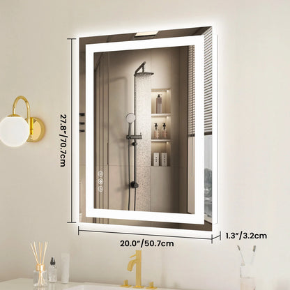 JHK 36 "x 24" miroir de vanité de salle de bain LED pour fonction de mémoire murale verre trempé avec lumière avant et rétro-éclairage pour le salon