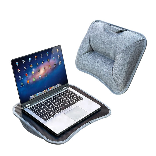 MUMUCC Bureau d'ordinateur portable multifonctionnel avec coussin et rempli de particules de mousse, petite table d'oreiller, tapis de souris rigide grand