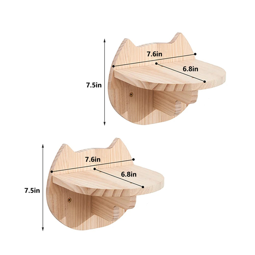 Étagère Murale en Bois Massif en Forme de Lune pour Chat, Hamac d'Escalade, Perchoirs, Échelle, Marches, Activité d'Nik, Meubles Muraux