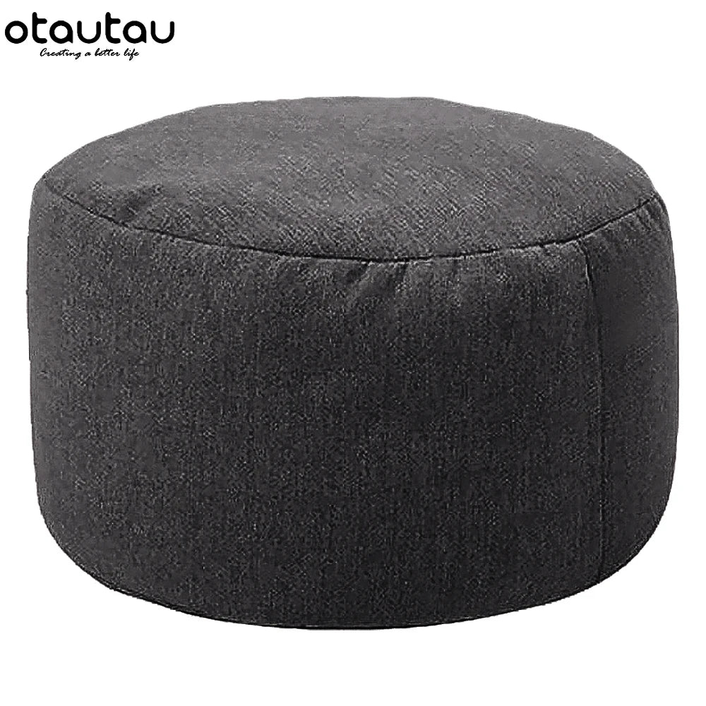 OTAUTAU tabouret rond D30cm * H20cm pouf en lin pouf avec remplissage pouf Pouf repose-pieds Tatami Futon bouffée JD001