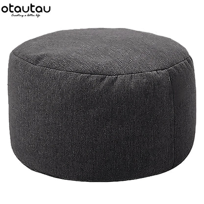 OTAUTAU tabouret rond D30cm * H20cm pouf en lin pouf avec remplissage pouf Pouf repose-pieds Tatami Futon bouffée JD001