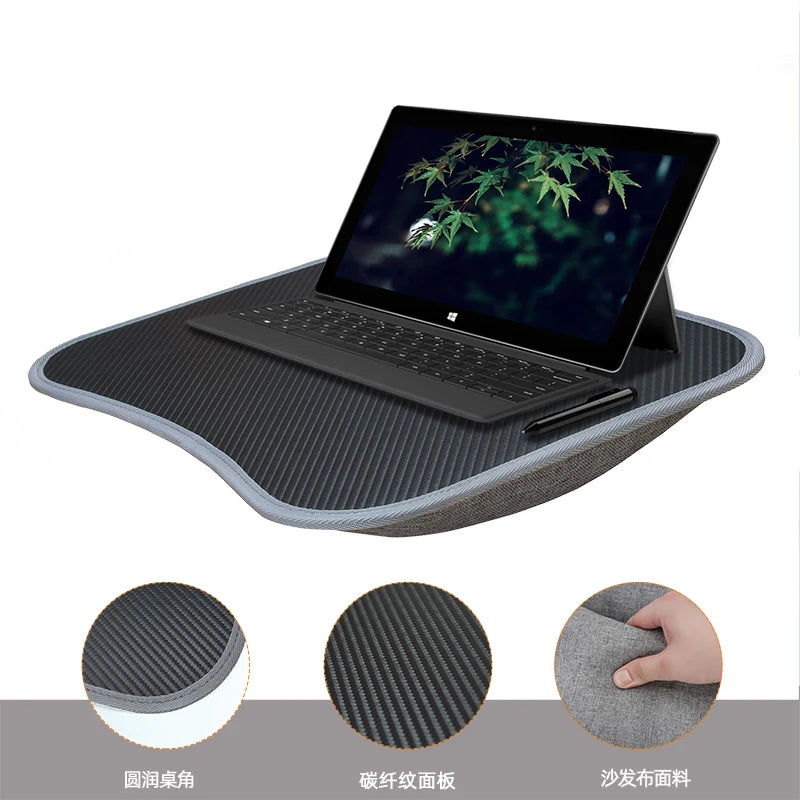 MUMUCC Bureau d'ordinateur portable multifonctionnel avec coussin et rempli de particules de mousse, petite table d'oreiller, tapis de souris rigide grand
