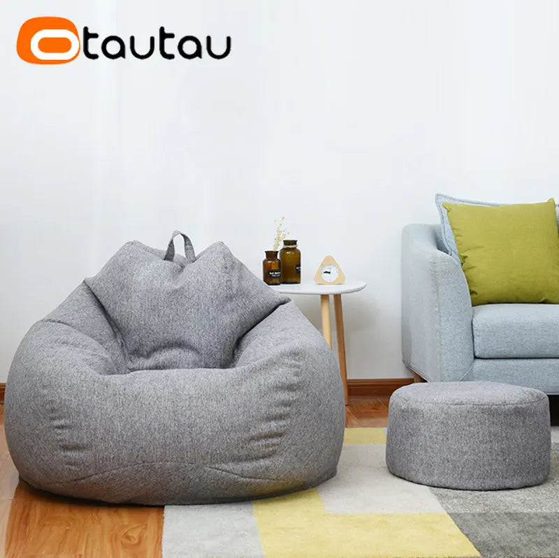 OTAUTAU tabouret rond D30cm * H20cm pouf en lin pouf avec remplissage pouf Pouf repose-pieds Tatami Futon bouffée JD001