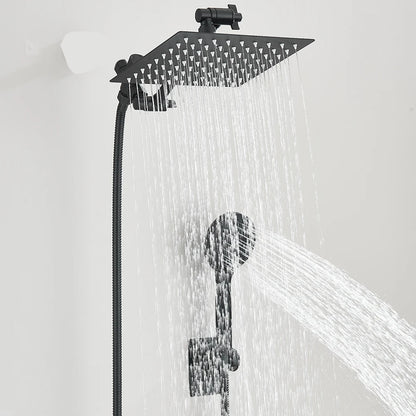 Pommeau de douche combiné 8-12 pouces, pomme de douche haute pression avec bras d'extension réglable avec jet de douche à main à 3 voies