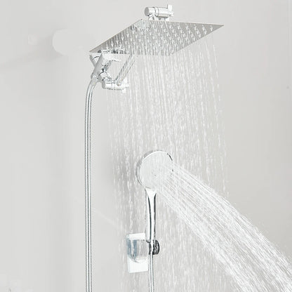 Pommeau de douche combiné 8-12 pouces, pomme de douche haute pression avec bras d'extension réglable avec jet de douche à main à 3 voies
