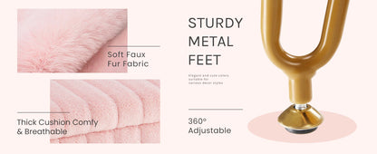 JHK – tabourets et poufs de rangement cachés en fausse fourrure pour salon, maquillage rembourré avec 4 pieds en métal, pieds réglables antidérapants pour la maison