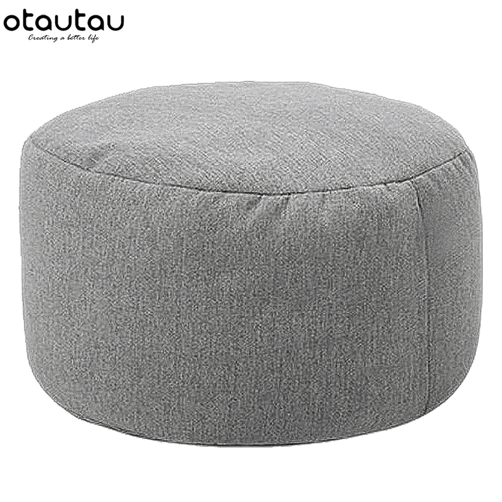 OTAUTAU tabouret rond D30cm * H20cm pouf en lin pouf avec remplissage pouf Pouf repose-pieds Tatami Futon bouffée JD001