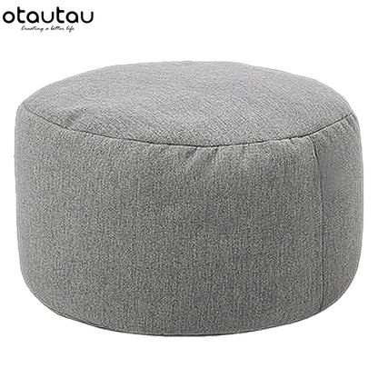OTAUTAU tabouret rond D30cm * H20cm pouf en lin pouf avec remplissage pouf Pouf repose-pieds Tatami Futon bouffée JD001