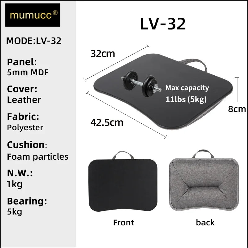 MUMUCC Bureau d'ordinateur portable multifonctionnel avec coussin et rempli de particules de mousse, petite table d'oreiller, tapis de souris rigide grand