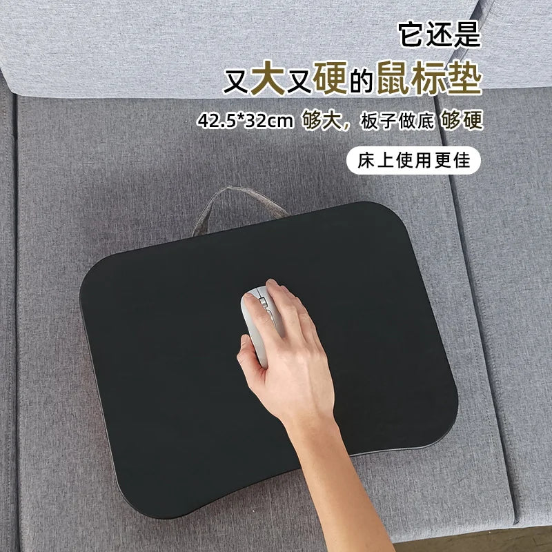 MUMUCC Bureau d'ordinateur portable multifonctionnel avec coussin et rempli de particules de mousse, petite table d'oreiller, tapis de souris rigide grand