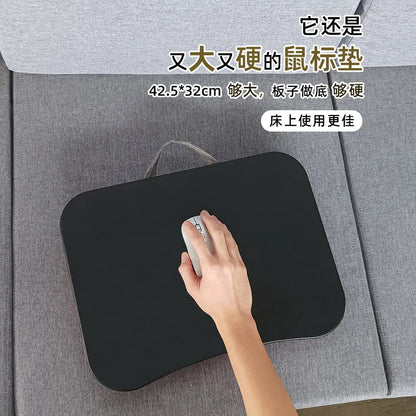 MUMUCC Bureau d'ordinateur portable multifonctionnel avec coussin et rempli de particules de mousse, petite table d'oreiller, tapis de souris rigide grand