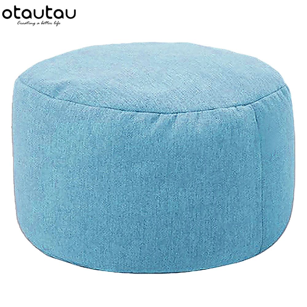 OTAUTAU tabouret rond D30cm * H20cm pouf en lin pouf avec remplissage pouf Pouf repose-pieds Tatami Futon bouffée JD001
