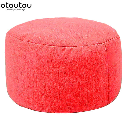 OTAUTAU tabouret rond D30cm * H20cm pouf en lin pouf avec remplissage pouf Pouf repose-pieds Tatami Futon bouffée JD001